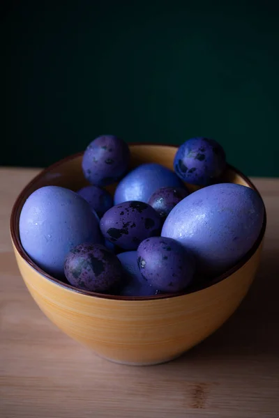 Colourful Easter Eggs Colored Eggs Purple Purple Eggs Happy Easter — Stock Photo, Image