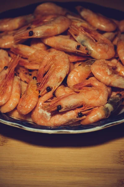 Spicy Shrimps Cooked Shrimp Lot Boiled Peeled Shrimp Concept Healthy — Stock Photo, Image