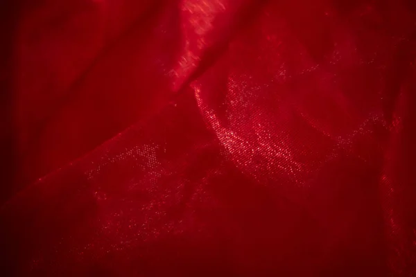 Organza Rood Abstract Achtergrond Rood Chiffon Organza Textuur Achtergrond Patroon — Stockfoto