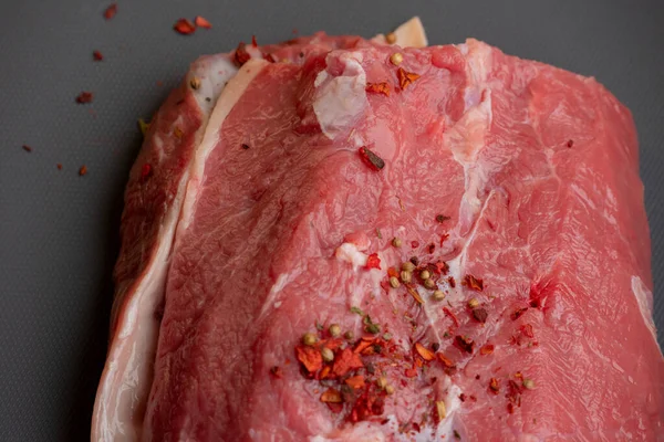 Carne Proaspătă Porc Crud Carne Vită Bucată Carne Roşie Proaspătă — Fotografie, imagine de stoc