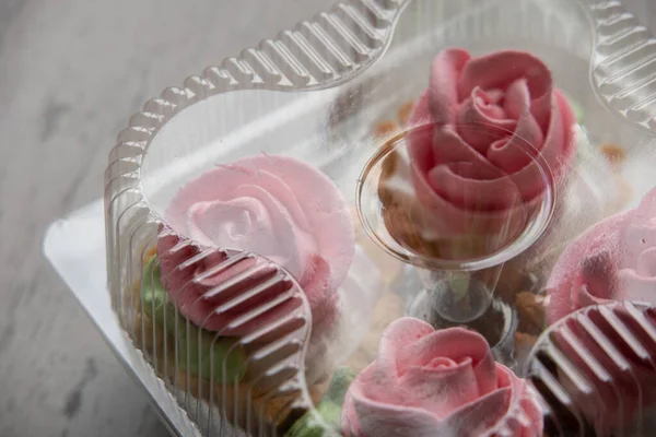 Kue Basket Rose Foto Makanan Makanan Penutup Fotografi Makro Dari — Stok Foto