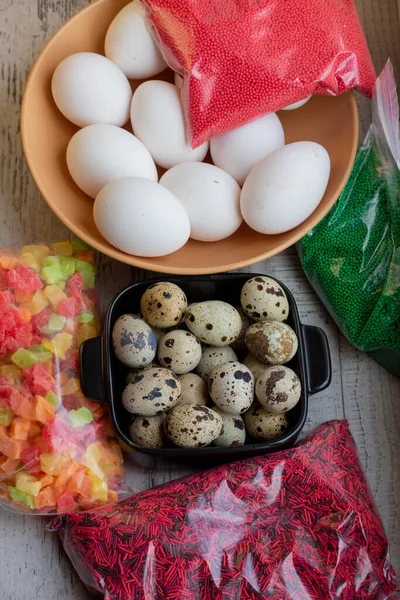 Vorbereitung Für Das Färben Der Eier Und Das Backen Von — Stockfoto