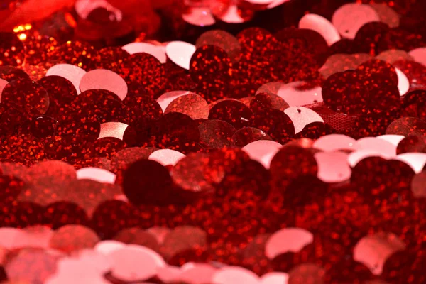 Modello Paillettes Rosse Sfondo Scintillante Paillettes Tessuto Rosso Paillettes Sfondo — Foto Stock