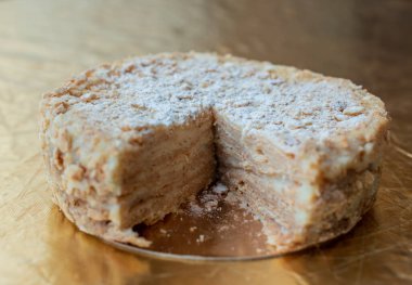 Napolyon turtası. Napolyon keki. Pasta, tatlı, yemek fotoğrafı.