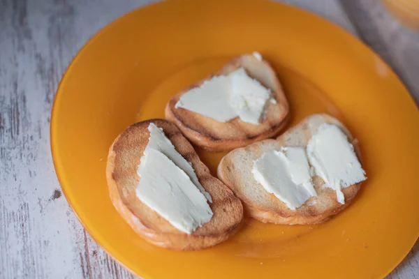 Fried Slice Toast Butter Top View Fried Bread Butter — Stock Photo, Image