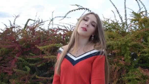 Fata Stradă Frumos Păr Lung Lux Într Femeie Tânără Generația — Videoclip de stoc