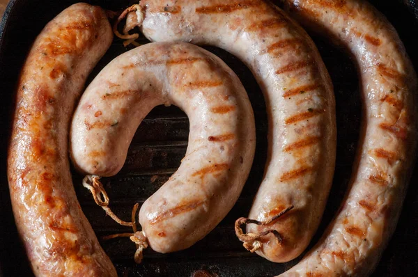 Fresh Sausage Barbecue Grill Grilled Sausage Meat Dish Food Photography — Stock Photo, Image