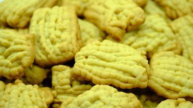 Kurabiye. Ev yapımı pişirme. Şekerleme. Tasarım için arkaplan.