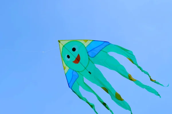 Kinderspeelgoed Kinderen Vliegen Met Een Vliegende Vlieger Achtergrondafbeelding Voor Webdesign — Stockfoto