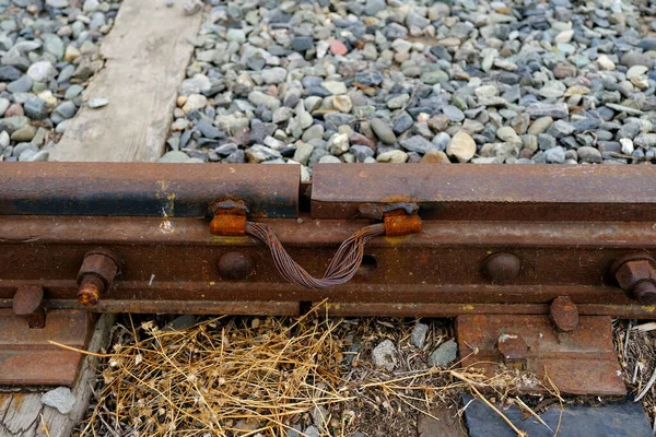 Σιδηροδρομικές Γραμμές Στη Ρωσία Στιβαρές Κλίσεις Σκυροδέματος Εικόνα Φόντου Για — Φωτογραφία Αρχείου