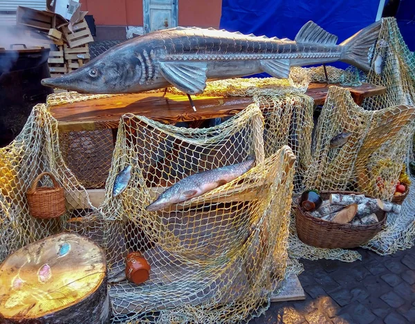 Rybinsk, Rusya, 14 Aralık 2019: Amacı yerli balık ürünlerinin kalitesini artırmak olan balık fuarı.