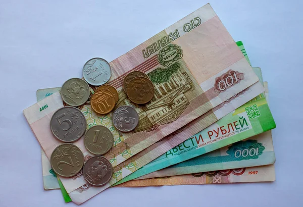 Dinero Ruso Primer Plano Varias Denominaciones —  Fotos de Stock