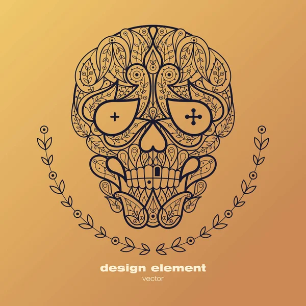 Элемент дизайна - декоративный череп . — стоковый вектор