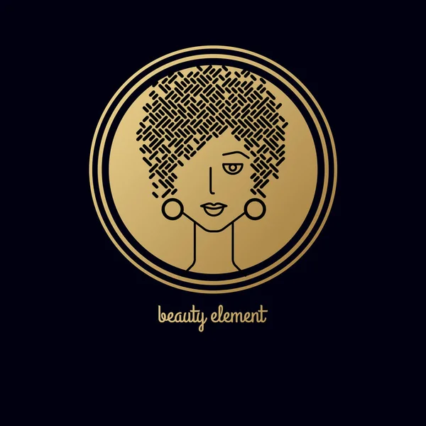 Elemento de design para o logotipo com penteado feminino elegante . — Vetor de Stock