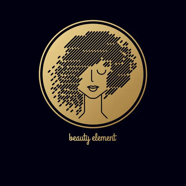 Élément de conception pour le logo avec coiffure féminine élégante . — Image vectorielle