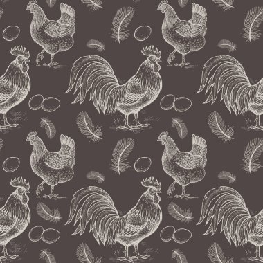 Tavuk ve horozlar ile Seamless Modeli.