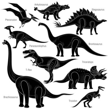 Set siluetleri dinozor. 