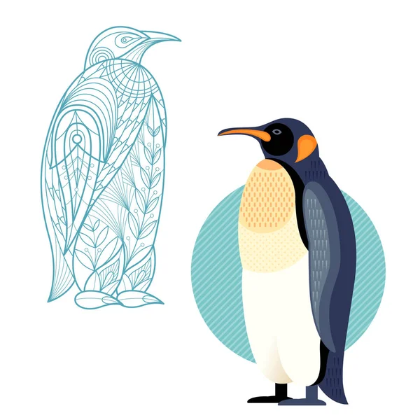 Decoration and flat penguin. — Stock Vector