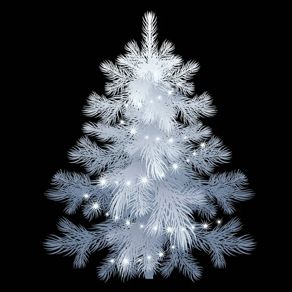 Silberner Weihnachtsbaum mit Dekorationen. — Stockvektor