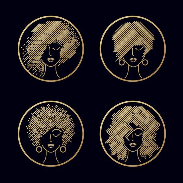 Set of female faces and hairstyles. Royalty Free Stock Vectors