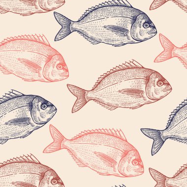 Seamless vector pattern with fish. clipart