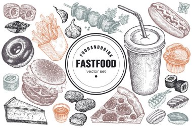 Vektör set fast food.