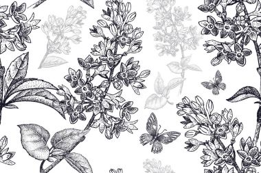 Bahar çiçekleriyle kusursuz desen.