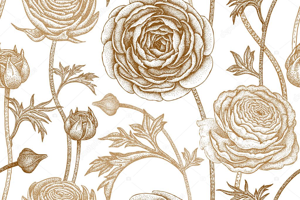 Seamless pattern with spring flowers.