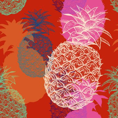 Ananas ile yaz Dikişsiz desen.