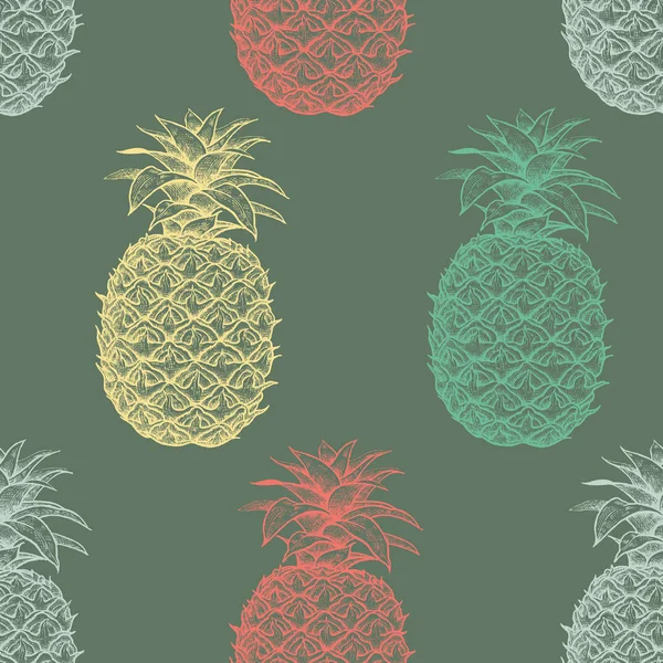 Zomer naadloze patroon met ananas. — Stockvector