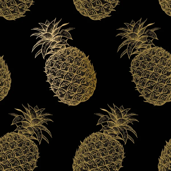 Naadloos patroon met ananas. — Stockvector