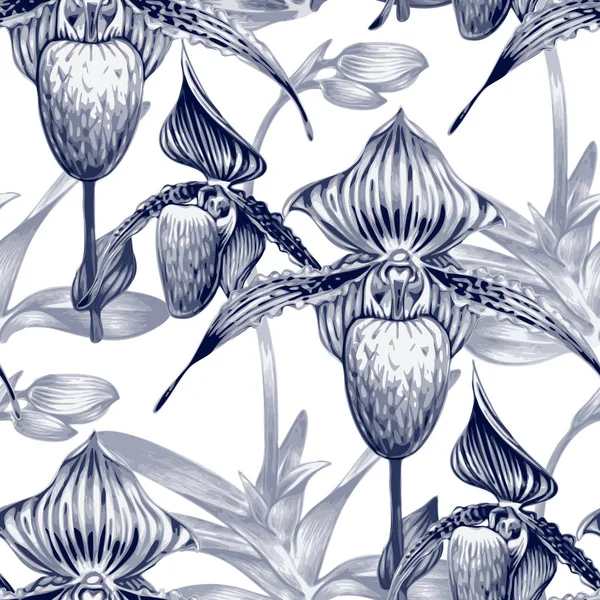 Цветочный узор с орхидеями . — стоковый вектор
