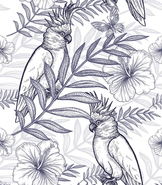 无缝模式花和鸟シームレス パターンの花と鳥. — ストックベクタ