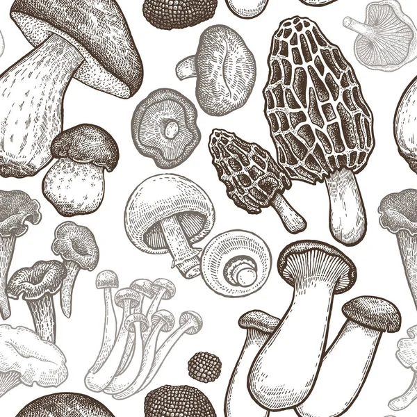 Nahtloses Muster mit Pilzen. — Stockvektor