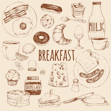 Breakfast. Vector doodle set. vector Breakfast. Vector doodle set. vector