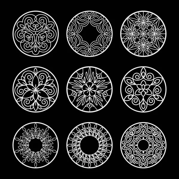 Vintage abstract black and white circles set. — Stock Vector