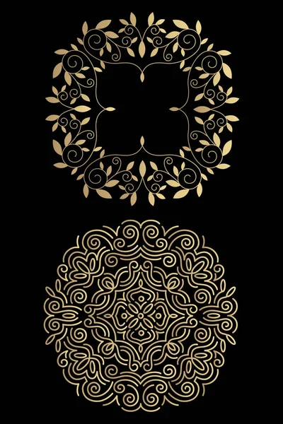 Set de cercuri abstracte de aur și negru de epocă . — Vector de stoc