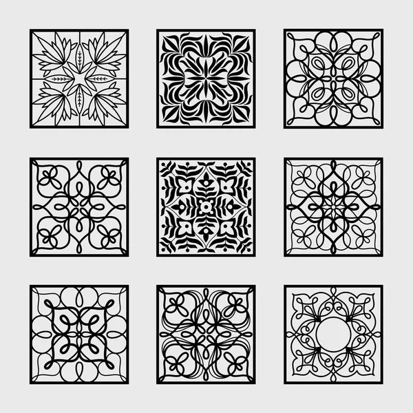 Vintage abstract black and white squares set. — Stock Vector