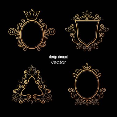 Bir logo oluşturmak için dekoratif öğeleri kümesi.