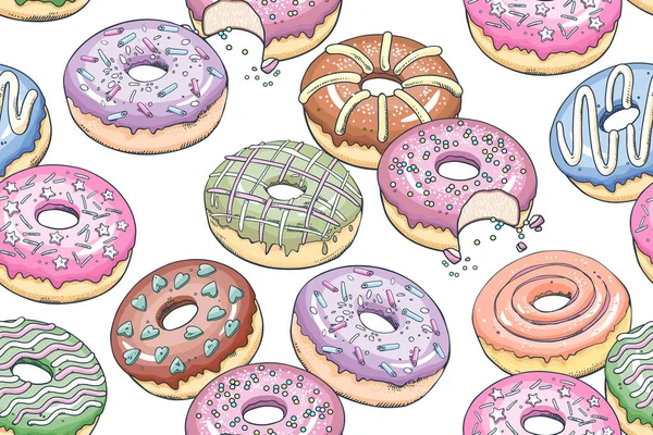 Seamless pattern with donuts. — Stock Vector