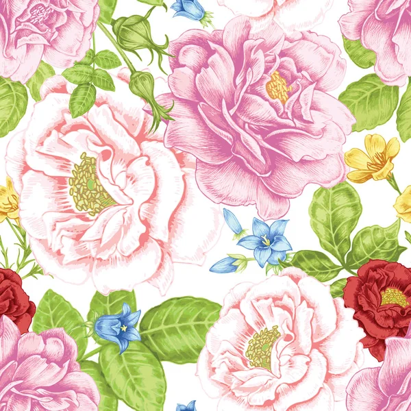 Векторный Бесшовный Фон Дизайн Мбаппе Текстиль Бумага Обои Паутина Розы — стоковый вектор