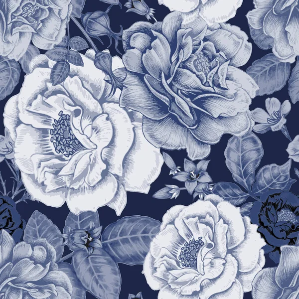 Vector Seamless Background Design Fabrics Textiles Paper Wallpaper Web Roses — Stock Vector