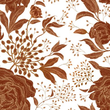 Çiçekli, dikişsiz desen.