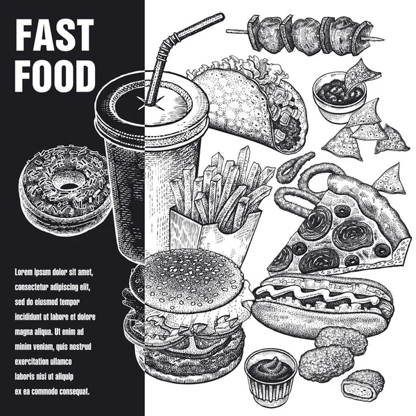 Fast food afişi. — Stok Vektör