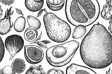 Sorunsuz vektör desen egzotik meyve ile.