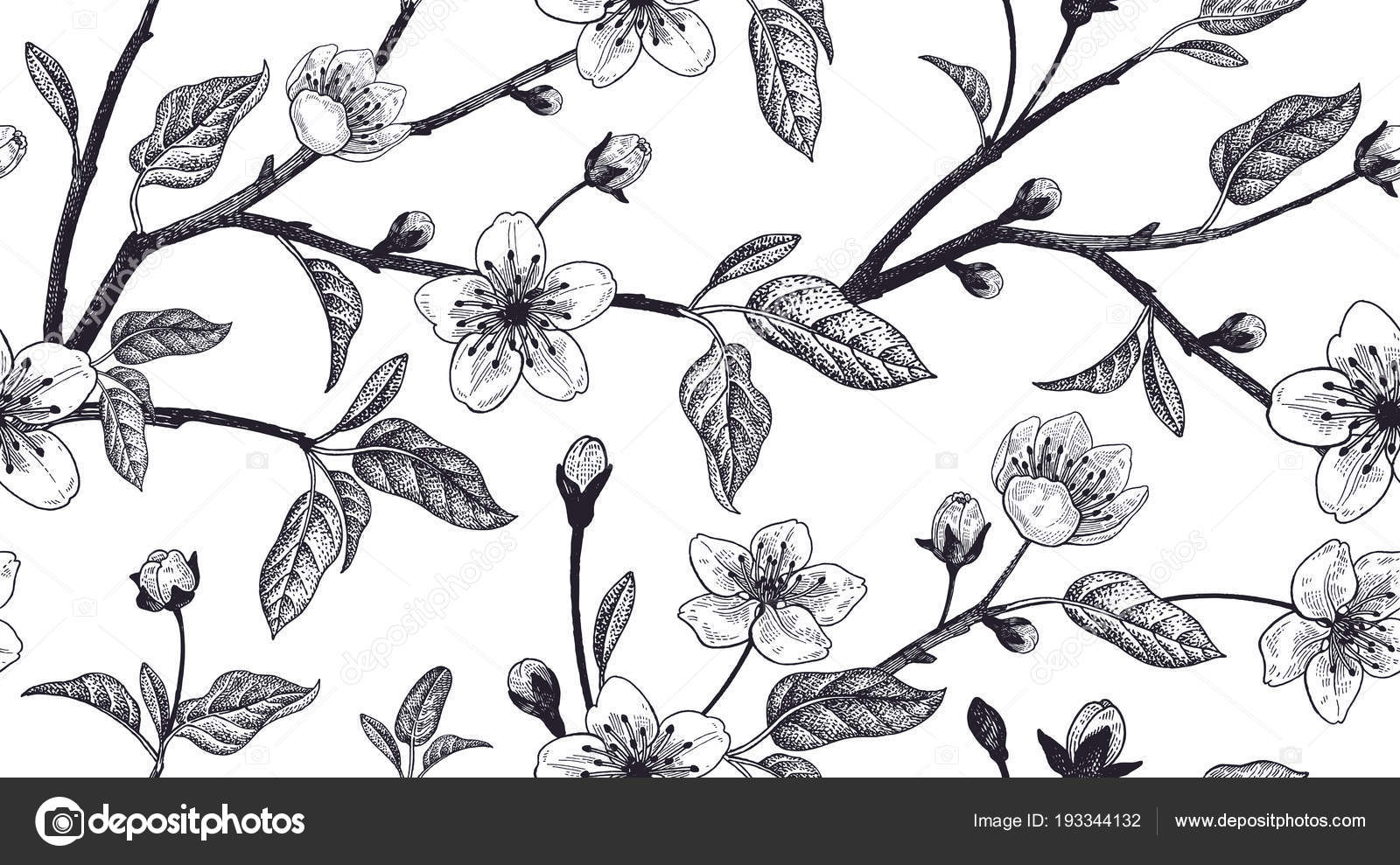 Téléchargement gratuit Images Floral Vintage Seamless Pattern With Japanese Cherry Stock le plus cool salutations
