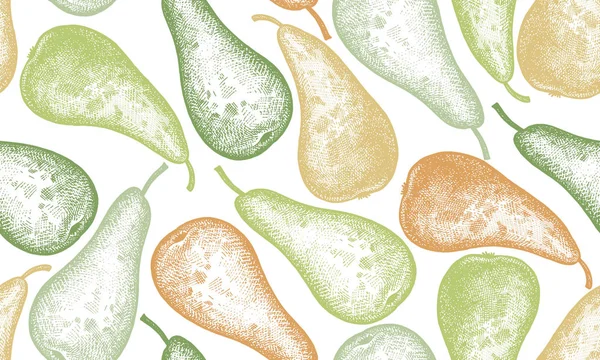 Modèle Vectoriel Sans Couture Avec Des Fruits Poire Illustration Colorée — Image vectorielle