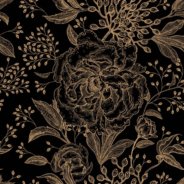 Bloemen vintage naadloos patroon. — Stockvector