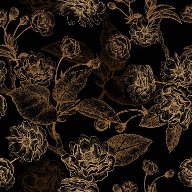 Çiçeklenme ile sorunsuz vektör desen Erik dalları.