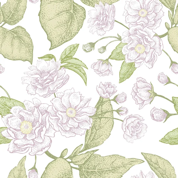 Çin Erik ile çiçek seamless modeli.